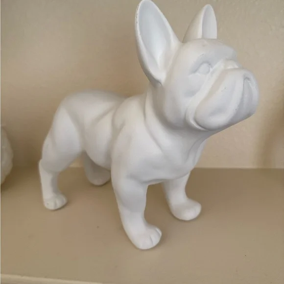 White Matte Ceramic French Bulldog Figurine - Picture 2 of 6